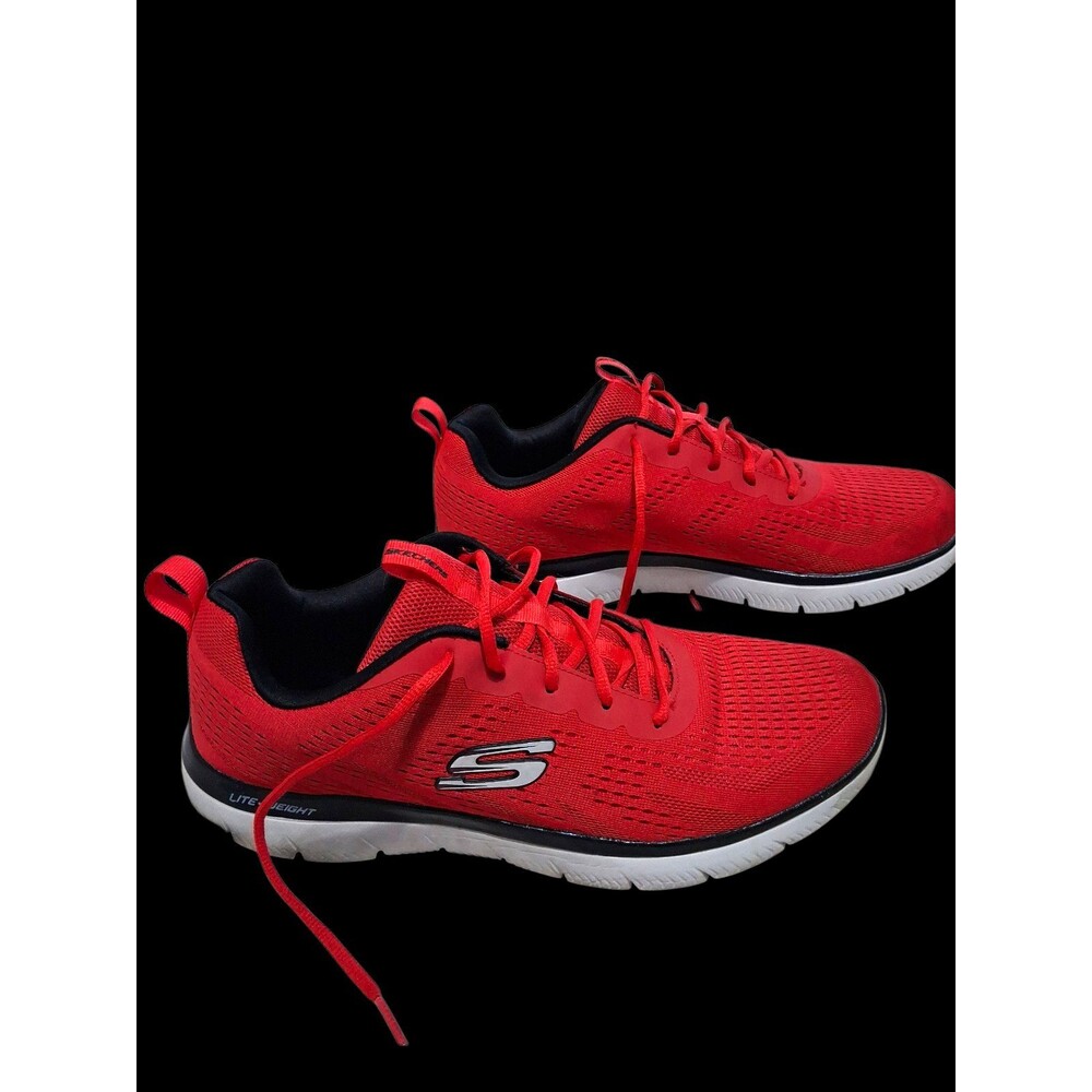 Skechers Memory Foam Lightweight Red Black Athletic Running Shoes Men's Size 11